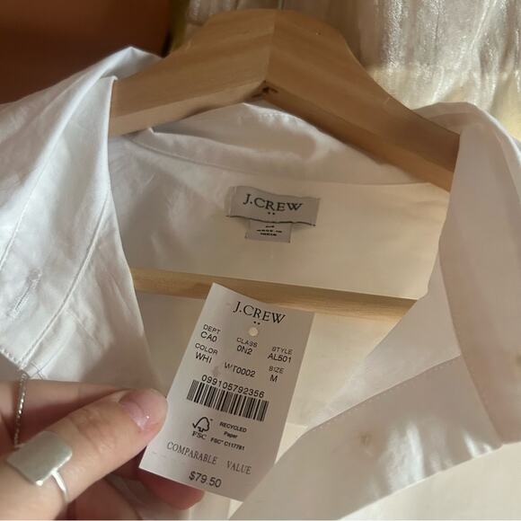 J. Crew Button-up Cotton Poplin Shirt In Signature Fit White NWT Size M - Picture 4 of 8